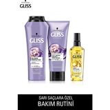 Mey İthalat Gliss Blonde Perfector Saç Bakım Seti, Mor Şampuan 250 ml + Mor Maske 200 ml + Ultimate Oil Elixir 75 ml