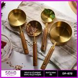Mey İthalat® Gold 4'Lü Ahap Saplı Ölçü Kaşığı