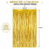 Mey İthalat® Gold Metalize Parti Perdesi 100X200 Cm – Kapı Ve Arka Fon Perdesi