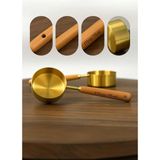 Mey İthalat Gold Paslanmaz Çelik Ölçü Kaşığı 15 ml Ahşap Saplı Premium Kalite Ölçü Kaşık