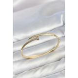 Mey İthalat® Gold Renk Çivi Model Zirkon Taşlı Kadın Kelepçe Bileklik