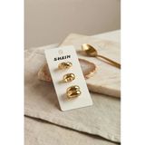 Mey İthalat® Gold Renk Pirinç 3'Lü Vintage Kadın Yüzük Kombini Byk4296