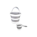 Mey İthalat Gri Katlanabilir Kova ve Maşrapa Seti - Çok Renkli - 10 cm