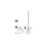 Mey İthalat Grohe Start Cube Quickfix Üçlü Tuvalet Aksesuar Seti, Tuvalet Kağıtlığı, Tuvalet Fırçası, Bornoz Askısı, Duş / Banyo Aksesuarları, Krom, 41123000