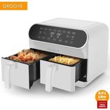 Mey İthalat Groove Max Plus Xxl 1800W 8lt Çift Hazneli Smart Airfryer Yağsız Sıcak Hava Fritözü Beyaz