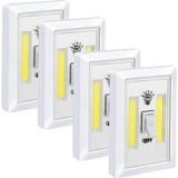 Mey İthalat Güncelçarşı Pille Çalışan Duvar Anahtarı Tipi Cob LED Lamba, Kablosuz Dolap Içi Aydınlatma, Mıknatıslı, Yapışkanlı Gece Lambası, Kitap Lambası (4 Adet)