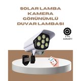 Mey İthalat® Güneş Enerjili Led Lamba + Güvenlik Kamerası Görünümlü– 5-8 M Hareket Algılamalı, Beyaz Işık