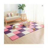 Mey İthalat Halısı, 9 Parça Set 33X33 13 mm Tatami 100X100 Kurulumlu Oyun Spor Minderi Puzzle Minder Zemin Kaplama (Pembe-Mor-Beyaz)