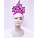 Mey İthalat® Happy Birthday Neon Pembe Renk Doğum Günü Tacı 24X15 Cm