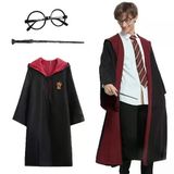 Mey İthalat Harry Potter Gryffindor Kapişonlu Çocuk Kostüm + Asa + Gözlük Seti 9-10 Yaş