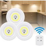 Mey İthalat Hero 3’lü Kablosuz LED Spot Işık Seti – Uzaktan Kumandalı, Yapışkan Bantlı, Pilli, 3W Cob Led, 150 Lümen, 2 Parlaklık Seviyesi, Zamanlayıcılı Dolap Tezgah Banyo Aydınlatmas