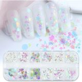 Mey İthalat Holografik Parlak Şeffaf Tırnak Süsleme Folyo Pulları Karışık Dizayn Kelebek Kalp Yıldızlar Nail Art