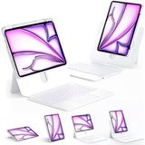 Mey İthalat iPad 11-Inch (A16,2025) And iPad 10TH Gen 10.9-Inch Uyumlu 360 Dönebilen Keyboard Touchpad Işıklı Türkçe Q Klavyeli 7-Color Backlight Kılıf (Beyaz) - Çok Renkli