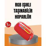 Mey İthalat® Ipx6 Su Geçirmez Rgb Led Işıklı Taşınabilir Bluetooth Hoparlör 2400 Mah