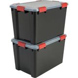 Mey İthalat Iris Ohyama, 2'li Set Hava Geçirmez Saklama Kutusu, 70 L, Klipsli, Istiflenebilir, Garaj, Kiler, Tavan Arası – Air Tight Box At-Ld – Siyah