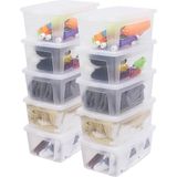 Mey İthalat Iris Ohyama Çok Yönlü Saklama Kutuları, 11 L, 10'lu Set, Şeffaf, Kapak Kolayca Kapanabilir, Istiflenebilir, Plastik, Dolap, Raflar, Sınıf, Organizasyon, Sanat Malzemeleri, Ayakkabı, Mcb-11