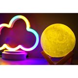 Mey İthalat Işık KASABASI(106) Neon Bulut ve 3D LED Sarı Küre Gece Lambası Sarı