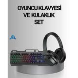 Mey İthalat® Işıklı Klavye Mouse Ve Bluetooth Kulaklık Seti Türkçe Q Usb