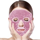 Mey İthalat Jel Boncuklarla Sıcak ve Soğuk Yüz Maskesi, Esnek Tam Yüz Jel Buz Pedi, Migren Rahatlatma, Şişmiş Yüz, Kabarık Gözler ve Rahatlama Için Yeniden Kullanılabilir Spa Sıkıştırma Yüz Paketi, Pembe
