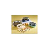 Mey İthalat Jouis Beslenme Kutusu 1200 ml 2 Katlı 6 Bölmeli Bpa'sız Pp Plastik Sefer Tası ve Beslenme Çantası - Lunch Box, Çatal Kaşık ve Bıçak Dahil Okul Beslenme (Yeşil)