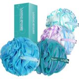 Mey İthalat Kabak Sünger Banyo Peeling Vücut Geri Scrubber Duş Puf Eksfoliyatör Yıkama Sünger Puflar Duş Topu Banyo Aksesuarları 75G Xl Loofa 4'lü Set Çiçek