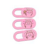 Mey İthalat Kamera Kapatıcı 3'lü Set, Ultra Ince 0.8 mm Sürgülü Webcam Cover, 3m Yapışkanlı, Laptop Tablet Telefon MacBook iPad Uyumlu, Pig Desenli Pembe