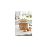 Mey İthalat Kapaklı Bezli Hasır Patates Soğan Sepeti - 28X23 cm Mutfak Düzenleyici