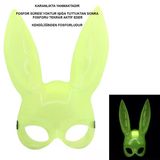 Mey İthalat® Karanlıkta Parlayan Fosforlu Tavşan Maskesi – Glow Bunny Masquerade Maske (32X22 Cm)