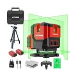 Mey İthalat KBL41GTP 30METRE 4X90⁰/1X360⁰ Otomatik Hizalamalı Li-Ion Çift Akülü Profesyonel Yeşil Çapraz Çizgi Lazer Distomat + Tripod - Çok Renkli