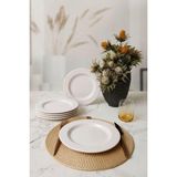 Mey İthalat Keramika Beyaz Iyonya Pasta Tabağı 22 cm 6 Adet 006