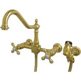 Mey İthalat Kingston Brass KS1242AXBS Heritage Bridge Mutfak Bataryası, Parlak Pirinç, 8,5 x 8,13 x 2,25