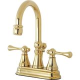 Mey İthalat Kingston Brass KS2612BL Pirinç Pop-Up, Parlak Pirinç ile Vintage 4 Inç Centerset Lavabo Bataryası