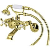 Mey İthalat Kingston Brass KS266PB Vintage Duvara Monte Pençe Ayak Küvet Musluğu, Cilalı Pirinç, 15 cm Ayarlanabilir Orta