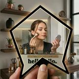 Mey İthalat® Kırılmaz Pleksi El Aynası 10X10cm - Çanta Boyu Geometrik Tasarım - Kadın & Erkek Bakım Aynası