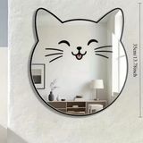 Mey İthalat® Kırılmaz Pleksi Gülen Kedi Duvar Aynası - 35X35 Cm Çocuk Ve Bebek Odası Dekoratif Ayna