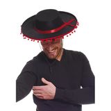 Mey İthalat® Kırmızı Ponponlu Siyah Renk Yetişkin İspanyol Şapkası