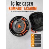 Mey İthalat® Kompakt Kamp Yemek Seti Alüminyum Tencere Tava Çaydanlık Taşıma Fileli Outdoor Set