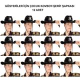 Mey İthalat® Kovboy Şerif Şapkası Siyah 12 Adet - Kostüm, Parti Ve Gösteri Şapkası