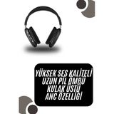 Mey İthalat® Kulak Üstü Kablosuz Bluetooth Kulaklık Yumuşak Süngerli Sd Kart Girişli