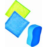 Mey İthalat Kyrotech 3’lü Araç Temizlik ve Detay Bakım Seti, 2’li Mikrofiber Bez + Araç Yıkama Süngeri, Çizmez, Iz Bırakmaz, Profesyonel Oto Bakım, Car Detailing Set