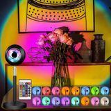 Mey İthalat Kyrotech Rgb Sunset Gün Batımı Projektör, 16 Renk Modlu, LED Ambiyans Işığı, Hd Kristal Lens, 360° Döner Başlık, Uzaktan Kumandalı, Ayarlanır Parlaklık, Fotoğraf ve Sosyal Medya Için Dekoratif Lamba