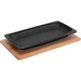 Mey İthalat Lava Döküm Servis Tabağı, 30X15 cm Ahşap Altlı - Lv As 172