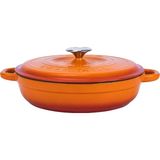 Mey İthalat Lava Döküm Yuvarlak Çok Amaçlı Yayvan Tencere New Heritage Serisi ÇAP(Ø)28CM. Turuncu