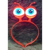 Mey İthalat® Led Işıklı &Amp; Pilli 3 Farklı Modda Yanan Uzaylı Göz Parti Tacı Kırmızı Renk 18X12 Cm