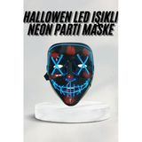 Mey İthalat® Led Işıklı Neon Maske Cadılar Bayramı Maskesi Korkunç Korku Maskesi