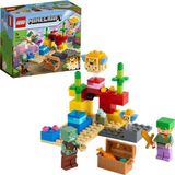 Mey İthalat LEGO Minecraft Mercan Kayalığı 21164-7 Yaş ve Üzeri Macera Oyunları Seven Çocuklar Için Alex, Bir Boğuk ve 2 Güzel Kirpi Balığı Içeren Yaratıcı Oyuncak Yapım Seti (92 Parça)