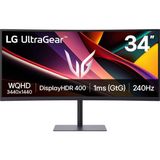 Mey İthalat Lg Ultragear G6 34G630A-B 34" 1ms (Gtg) 240Hz (Hdmı+Display+Type-C) Displayhdr 400 Curved Ultrawide Wqhd (3440X1440) Oyuncu Monitörü