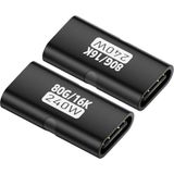 Mey İthalat Livx 80GBPS Usb-C Dişi - Dişi Adaptör, 240W Pd3.1 Hızlı Şarj, 16K@60Hz Görüntü Aktarımı, Alüminyum Alaşımlı Tip-C Dişi Konnektör Uzatıcı - Siyah Otgff