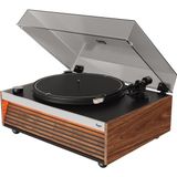 Mey İthalat Lumi Dahili Bluetooth Hoparlörlü Işıklı Retro Pikap Plakçalar Aux Rca Çıkışlı All-In-One, Ceviz