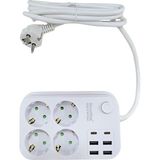 Mey İthalat Lunatic Showmax Serisi SH-2946 Termal Akım Korumalı Priz 2 mt (4 Priz + 4 USB + 2 Type-C)